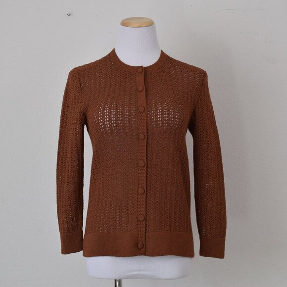 Vintage‎ Crochet Brown Cardigan - Picture 5 of 9